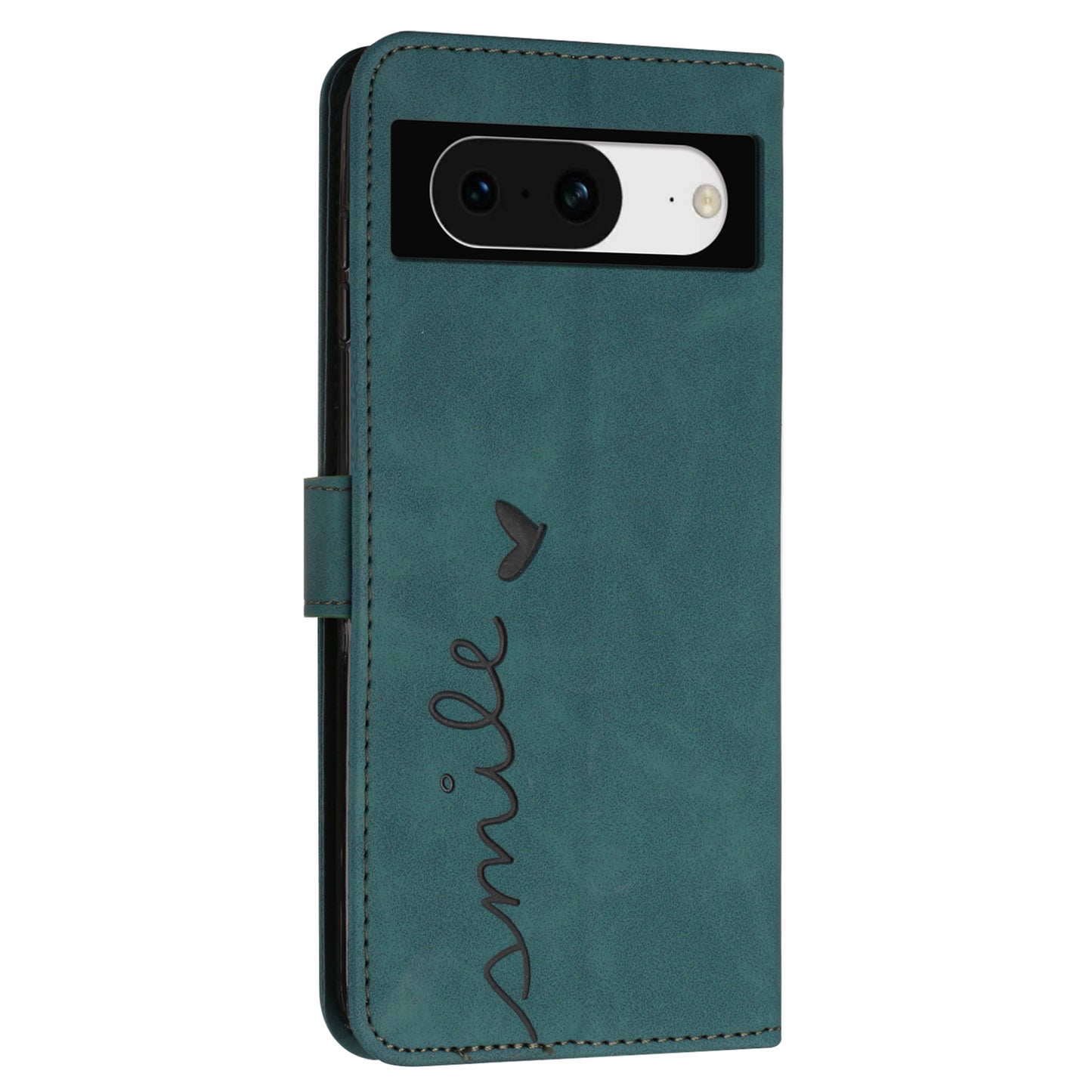 For Google Pixel 8 Imprinted Heart Shape Folio Flip Stand Shell PU Leather Phone Wallet Case