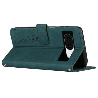 For Google Pixel 8 Imprinted Heart Shape Folio Flip Stand Shell PU Leather Phone Wallet Case