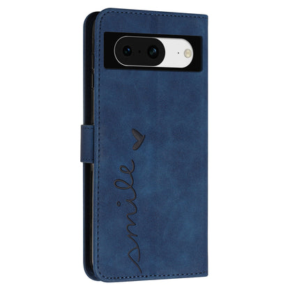 For Google Pixel 8 Imprinted Heart Shape Folio Flip Stand Shell PU Leather Phone Wallet Case