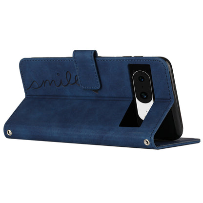 For Google Pixel 8 Imprinted Heart Shape Folio Flip Stand Shell PU Leather Phone Wallet Case