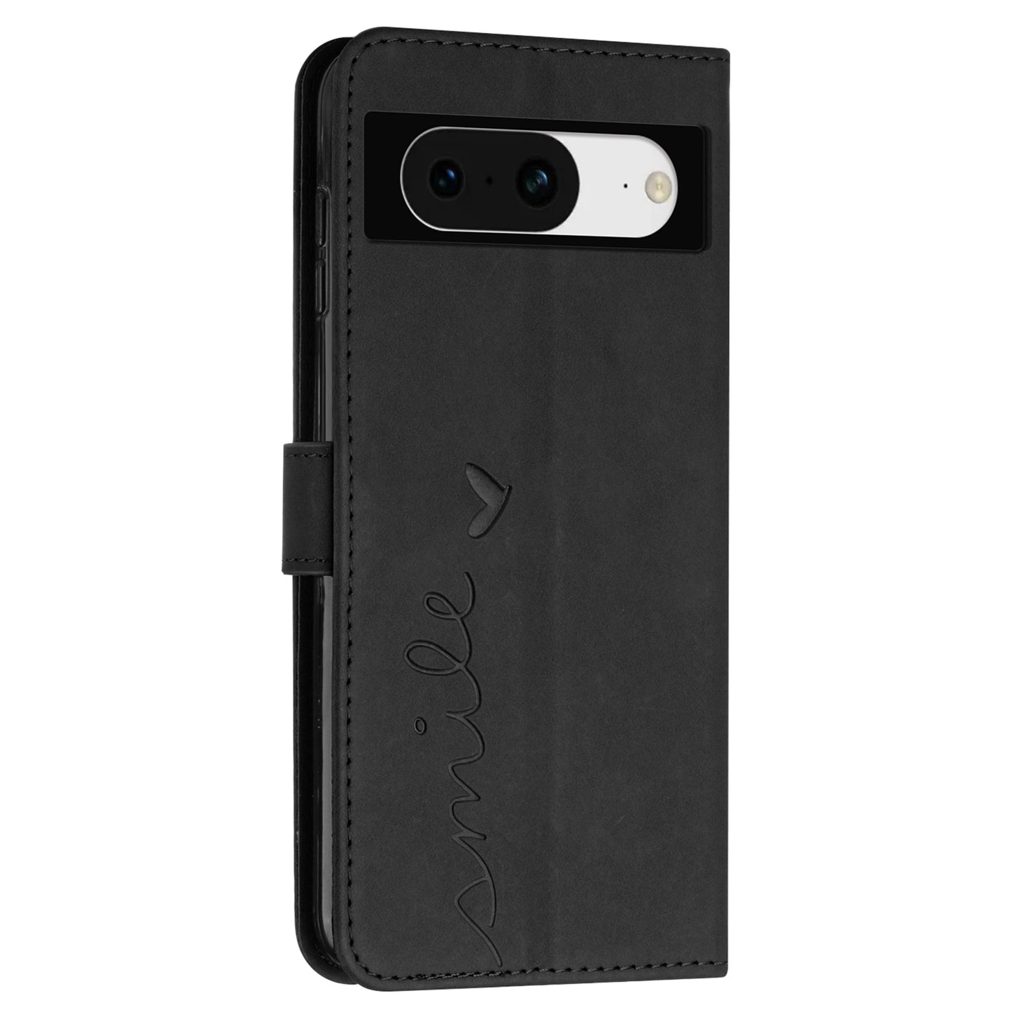 For Google Pixel 8 Imprinted Heart Shape Folio Flip Stand Shell PU Leather Phone Wallet Case