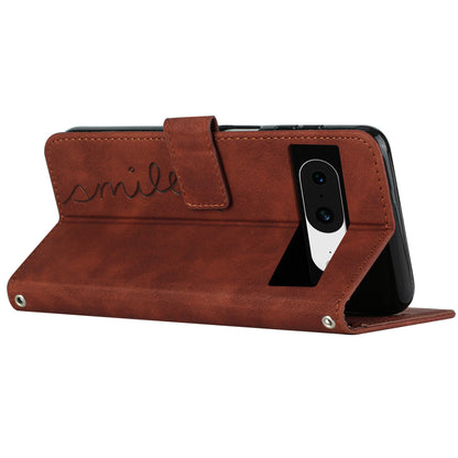 For Google Pixel 8 Imprinted Heart Shape Folio Flip Stand Shell PU Leather Phone Wallet Case