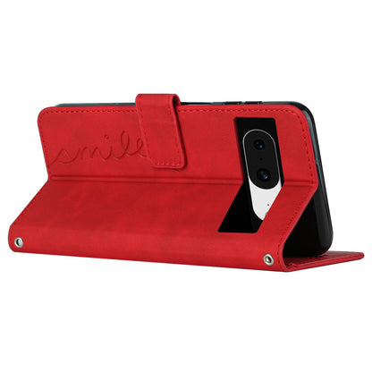 For Google Pixel 8 Imprinted Heart Shape Folio Flip Stand Shell PU Leather Phone Wallet Case