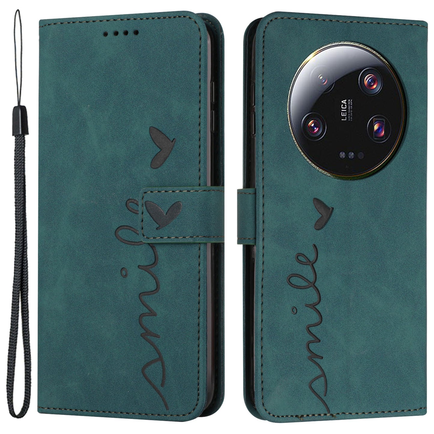 Folio Flip Shell for Xiaomi 13 Ultra Imprinted Heart Shape Stand PU Leather Phone Wallet Case