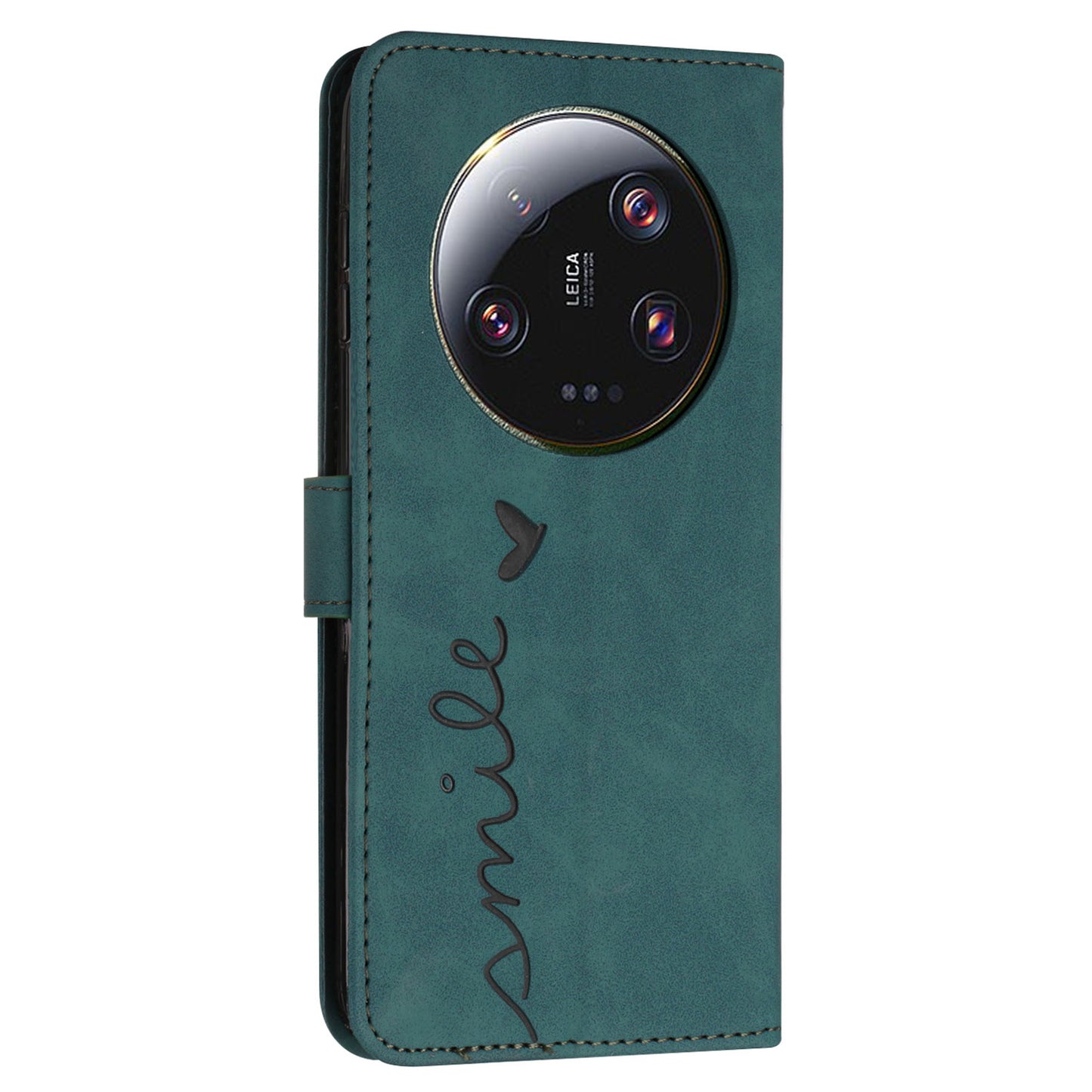 Folio Flip Shell for Xiaomi 13 Ultra Imprinted Heart Shape Stand PU Leather Phone Wallet Case