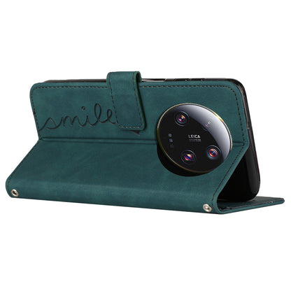 Folio Flip Shell for Xiaomi 13 Ultra Imprinted Heart Shape Stand PU Leather Phone Wallet Case