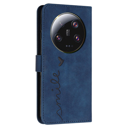 Folio Flip Shell for Xiaomi 13 Ultra Imprinted Heart Shape Stand PU Leather Phone Wallet Case