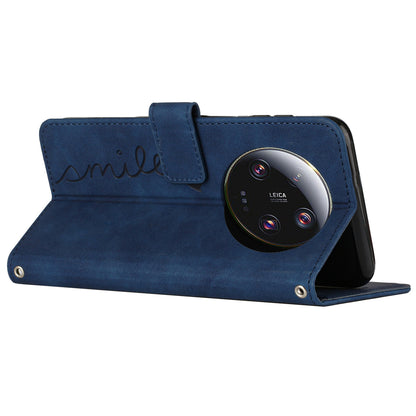 Folio Flip Shell for Xiaomi 13 Ultra Imprinted Heart Shape Stand PU Leather Phone Wallet Case