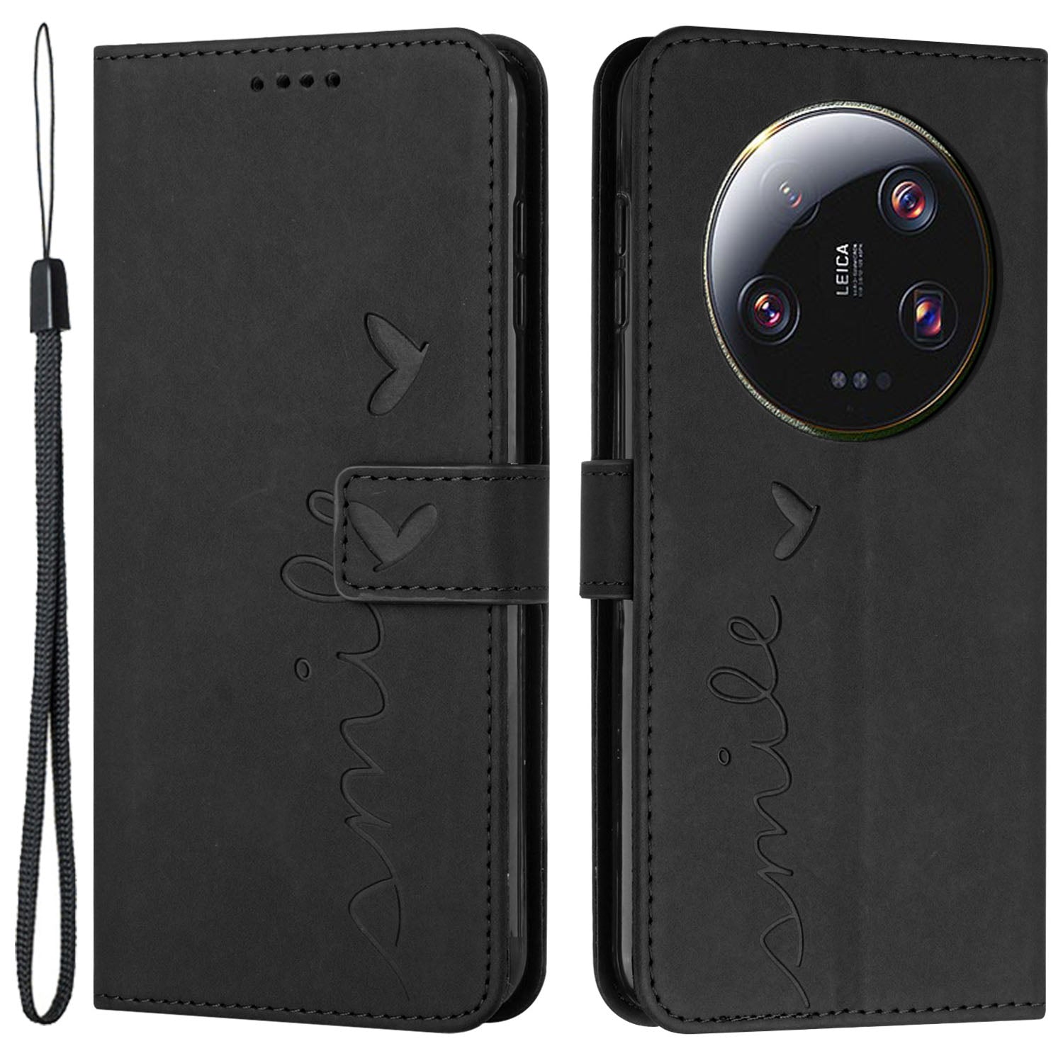 Folio Flip Shell for Xiaomi 13 Ultra Imprinted Heart Shape Stand PU Leather Phone Wallet Case