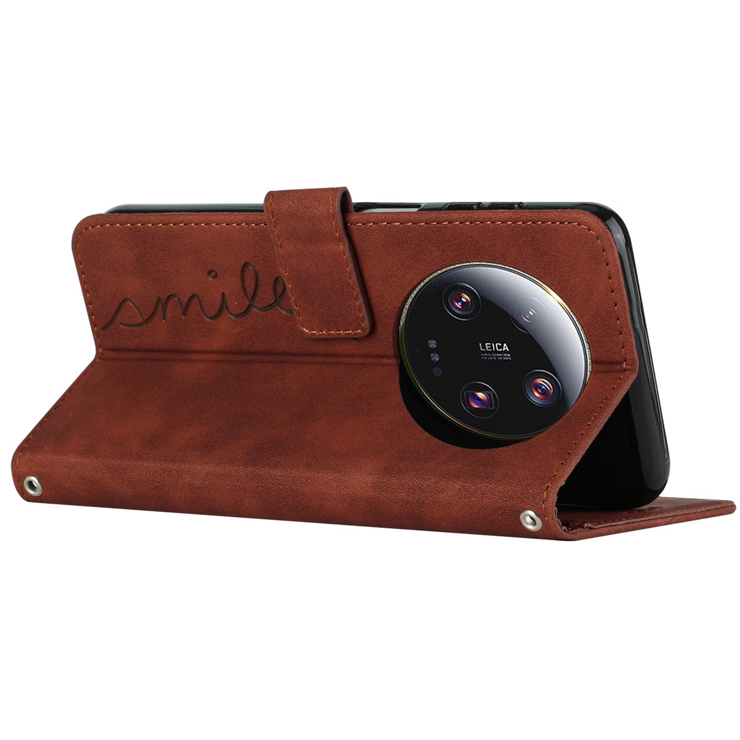 Folio Flip Shell for Xiaomi 13 Ultra Imprinted Heart Shape Stand PU Leather Phone Wallet Case