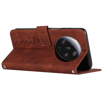 Folio Flip Shell for Xiaomi 13 Ultra Imprinted Heart Shape Stand PU Leather Phone Wallet Case