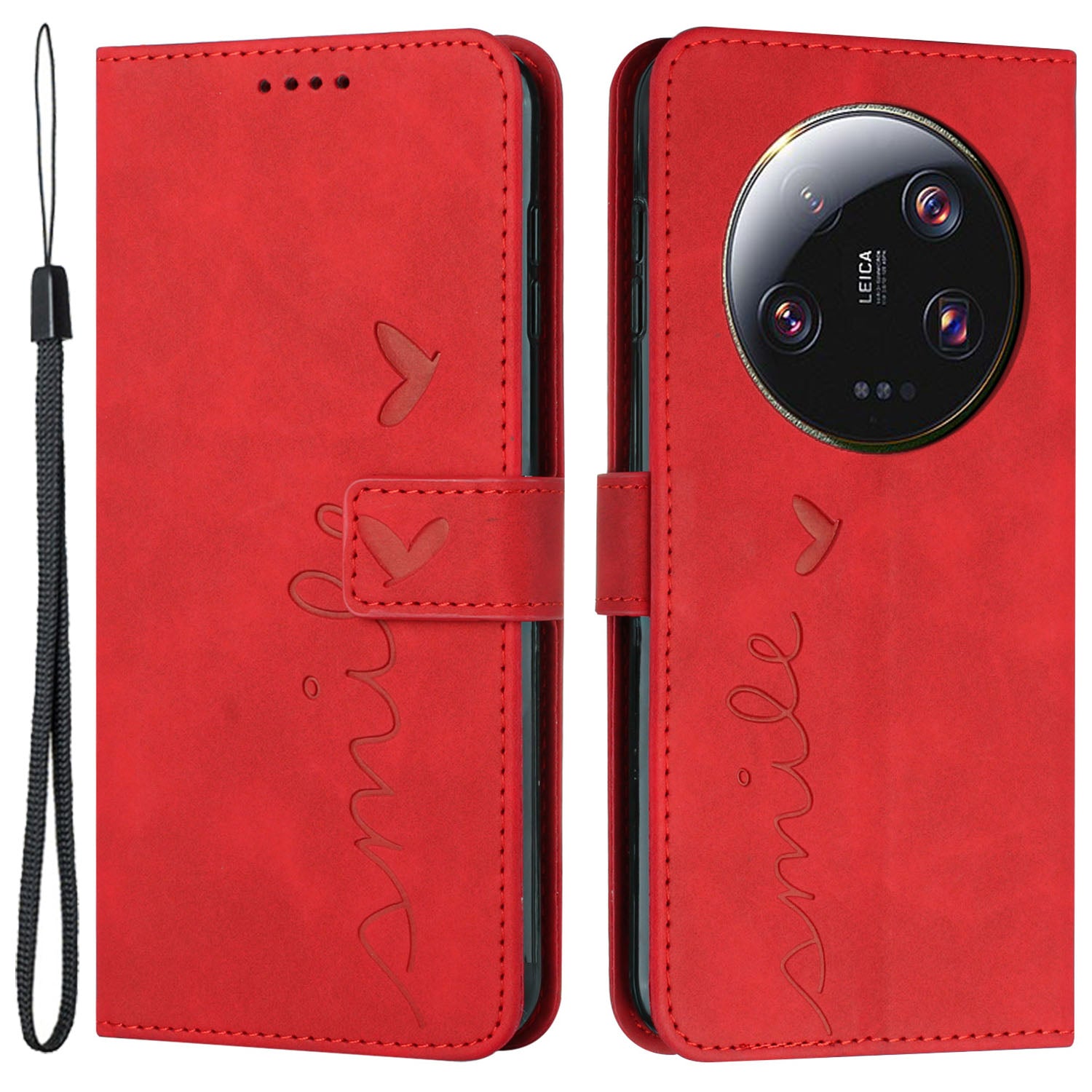 Folio Flip Shell for Xiaomi 13 Ultra Imprinted Heart Shape Stand PU Leather Phone Wallet Case