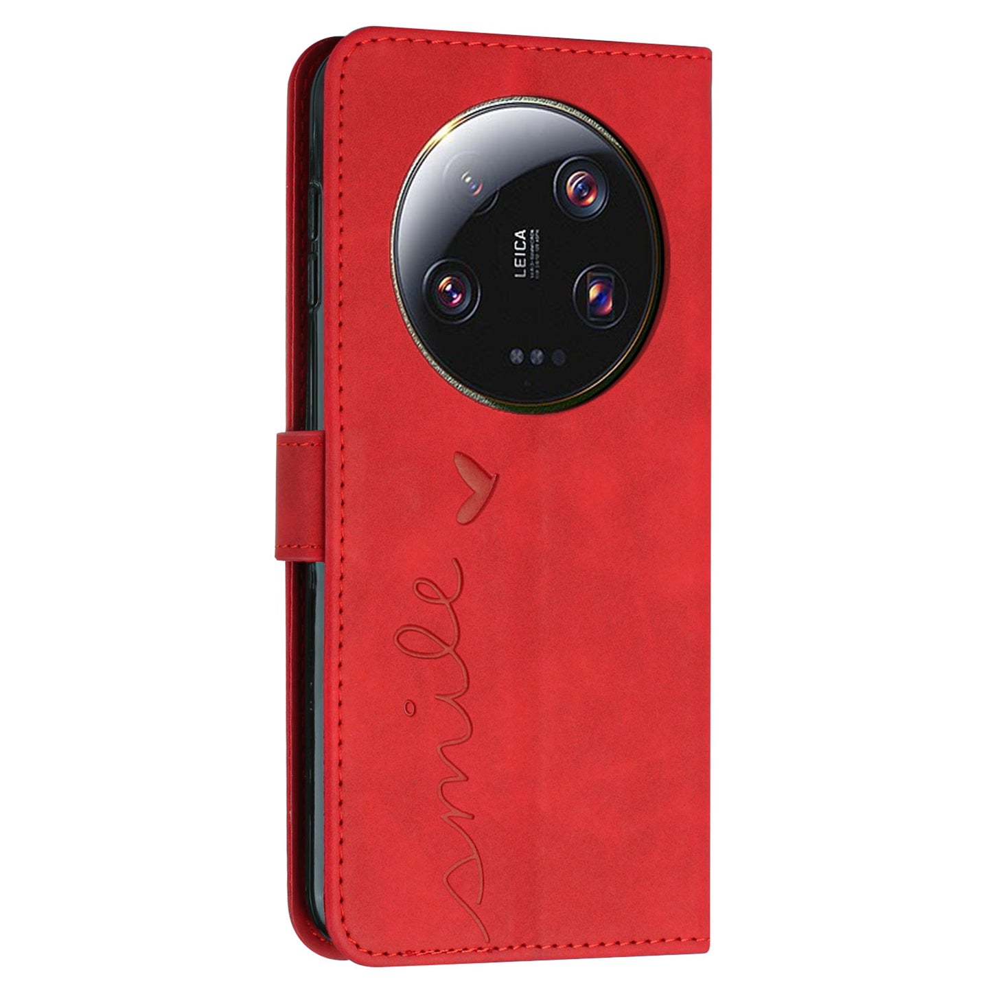Folio Flip Shell for Xiaomi 13 Ultra Imprinted Heart Shape Stand PU Leather Phone Wallet Case