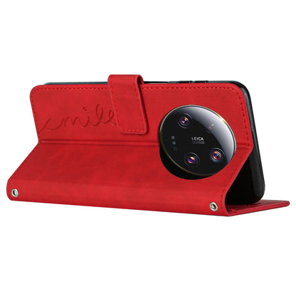 Folio Flip Shell for Xiaomi 13 Ultra Imprinted Heart Shape Stand PU Leather Phone Wallet Case