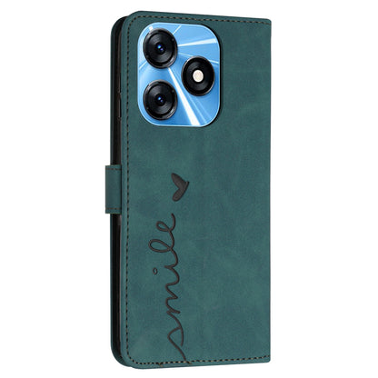 Folio Flip Shell for Tecno Spark 10C 4G Imprinted Heart Shape PU Leather Phone Wallet Stand Case