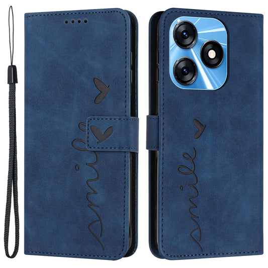 Folio Flip Shell for Tecno Spark 10C 4G Imprinted Heart Shape PU Leather Phone Wallet Stand Case