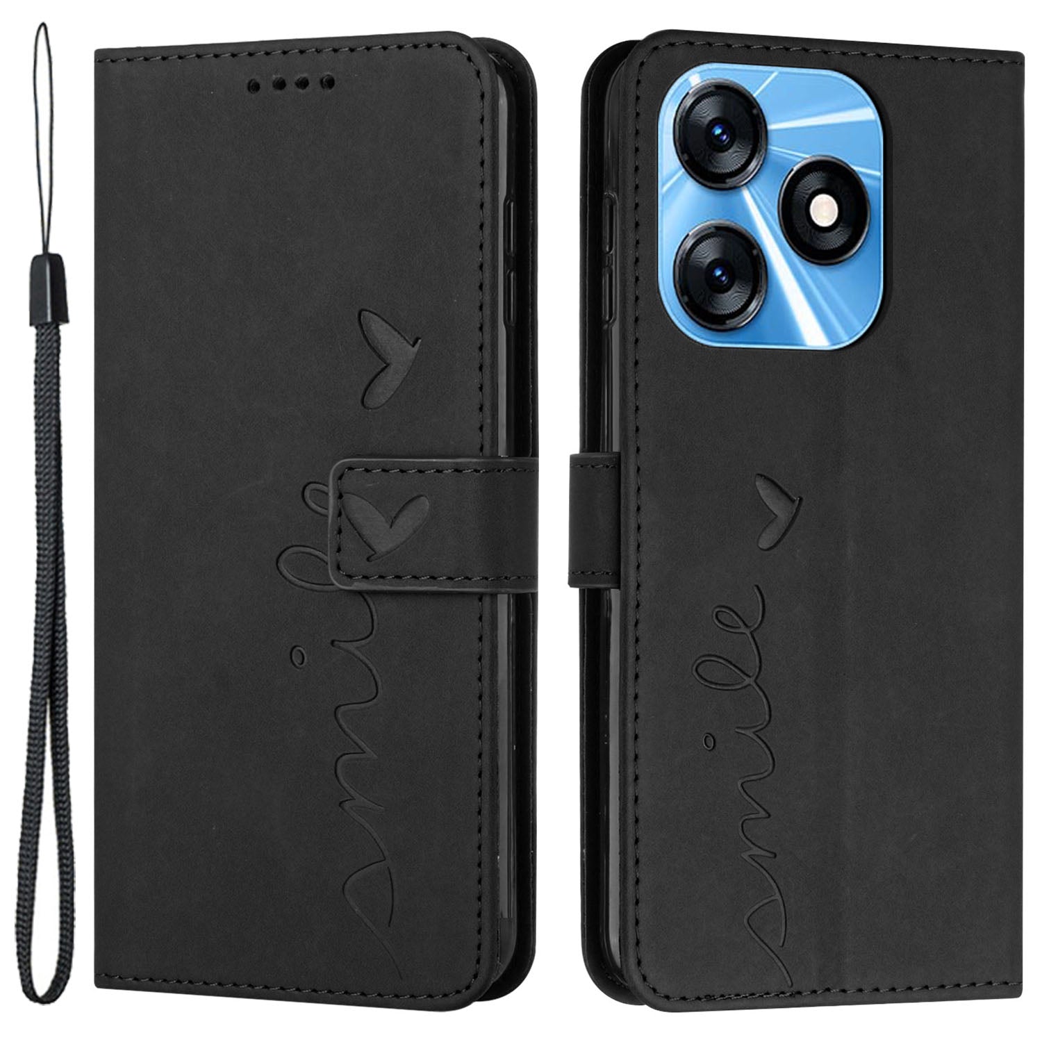 Folio Flip Shell for Tecno Spark 10C 4G Imprinted Heart Shape PU Leather Phone Wallet Stand Case