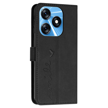 Folio Flip Shell for Tecno Spark 10C 4G Imprinted Heart Shape PU Leather Phone Wallet Stand Case