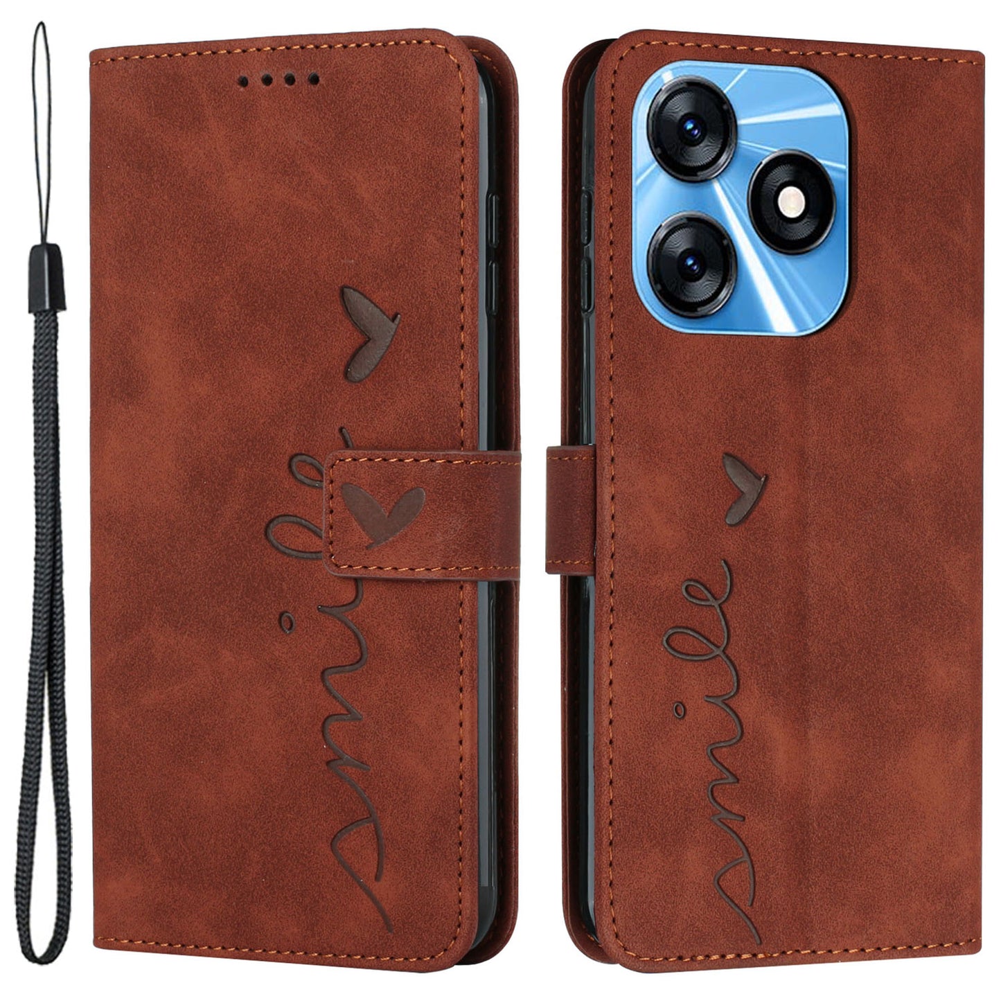 Folio Flip Shell for Tecno Spark 10C 4G Imprinted Heart Shape PU Leather Phone Wallet Stand Case