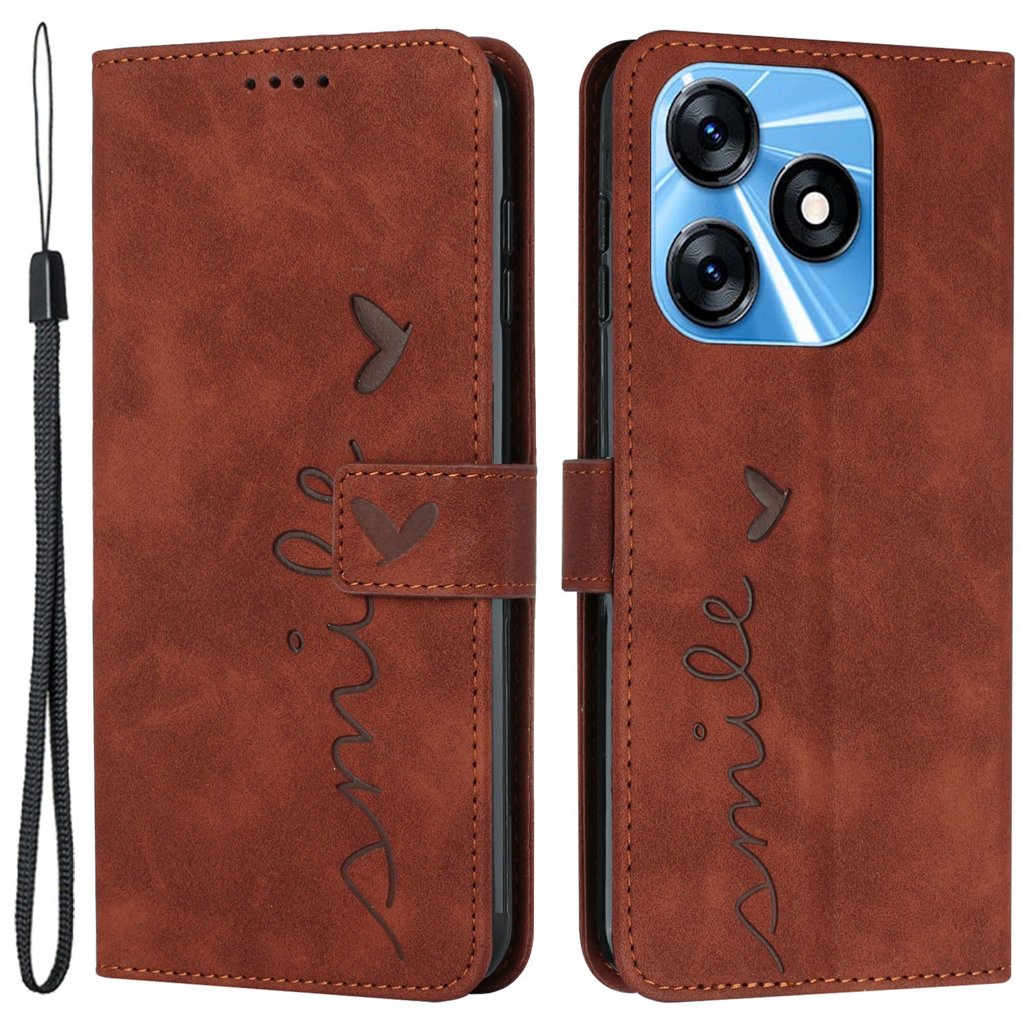 Folio Flip Shell for Tecno Spark 10C 4G Imprinted Heart Shape PU Leather Phone Wallet Stand Case