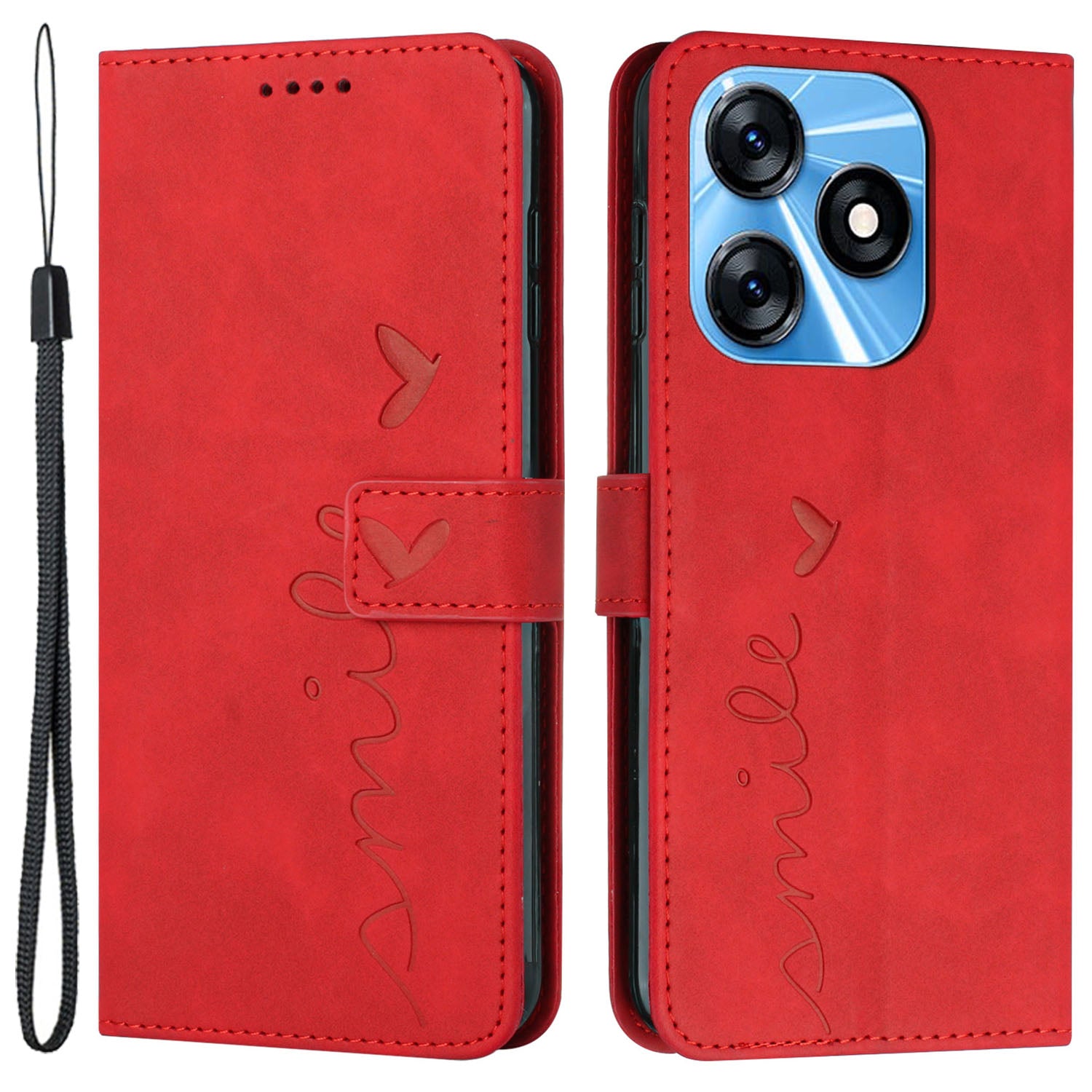 Folio Flip Shell for Tecno Spark 10C 4G Imprinted Heart Shape PU Leather Phone Wallet Stand Case