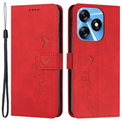 Folio Flip Shell for Tecno Spark 10C 4G Imprinted Heart Shape PU Leather Phone Wallet Stand Case