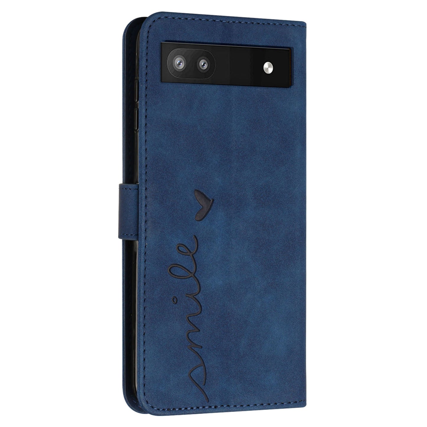 Folio Stand Shell for Google Pixel 7a Heart Shape Imprinted PU Leather Phone Wallet Flip Case