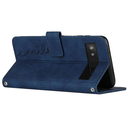 Folio Stand Shell for Google Pixel 7a Heart Shape Imprinted PU Leather Phone Wallet Flip Case