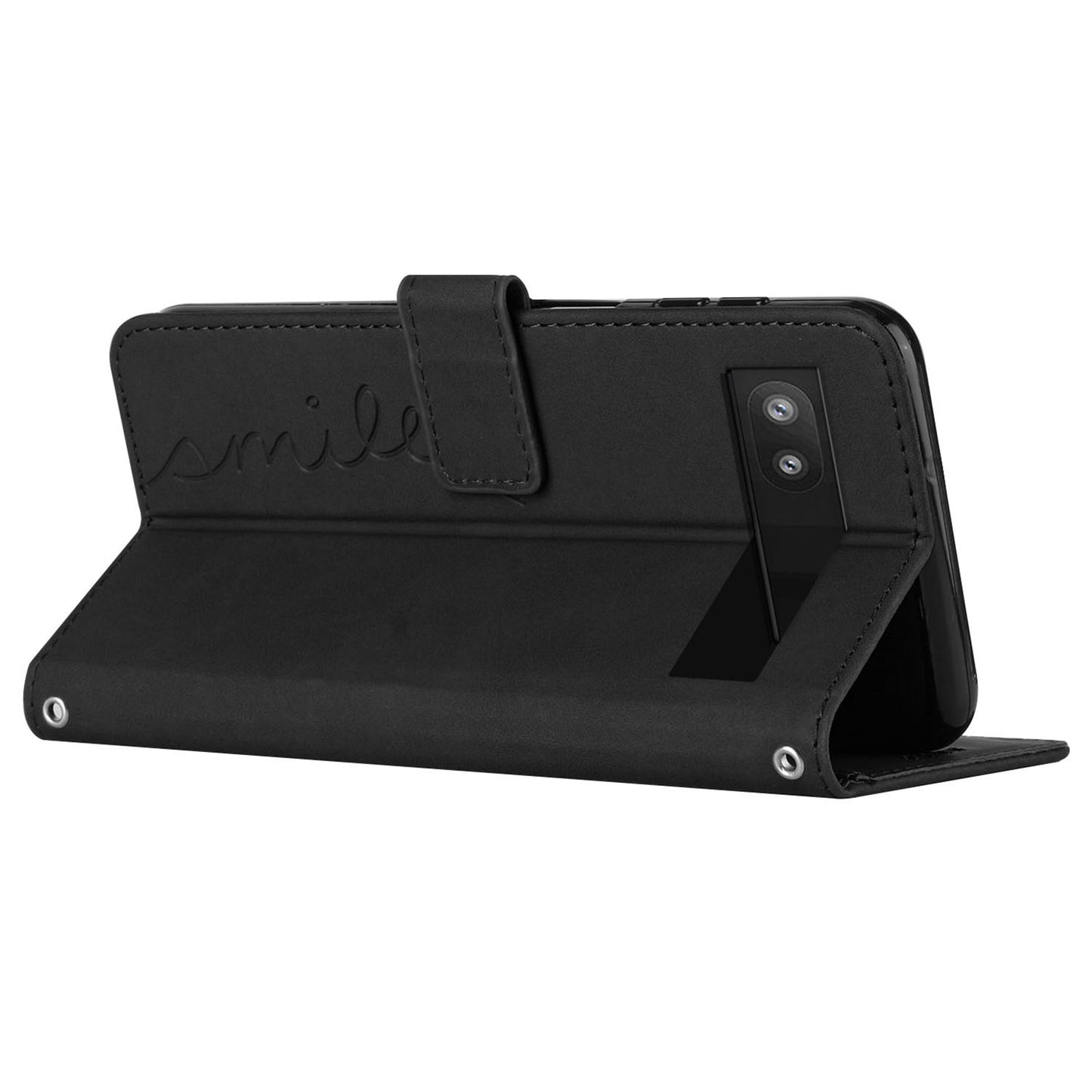 Folio Stand Shell for Google Pixel 7a Heart Shape Imprinted PU Leather Phone Wallet Flip Case