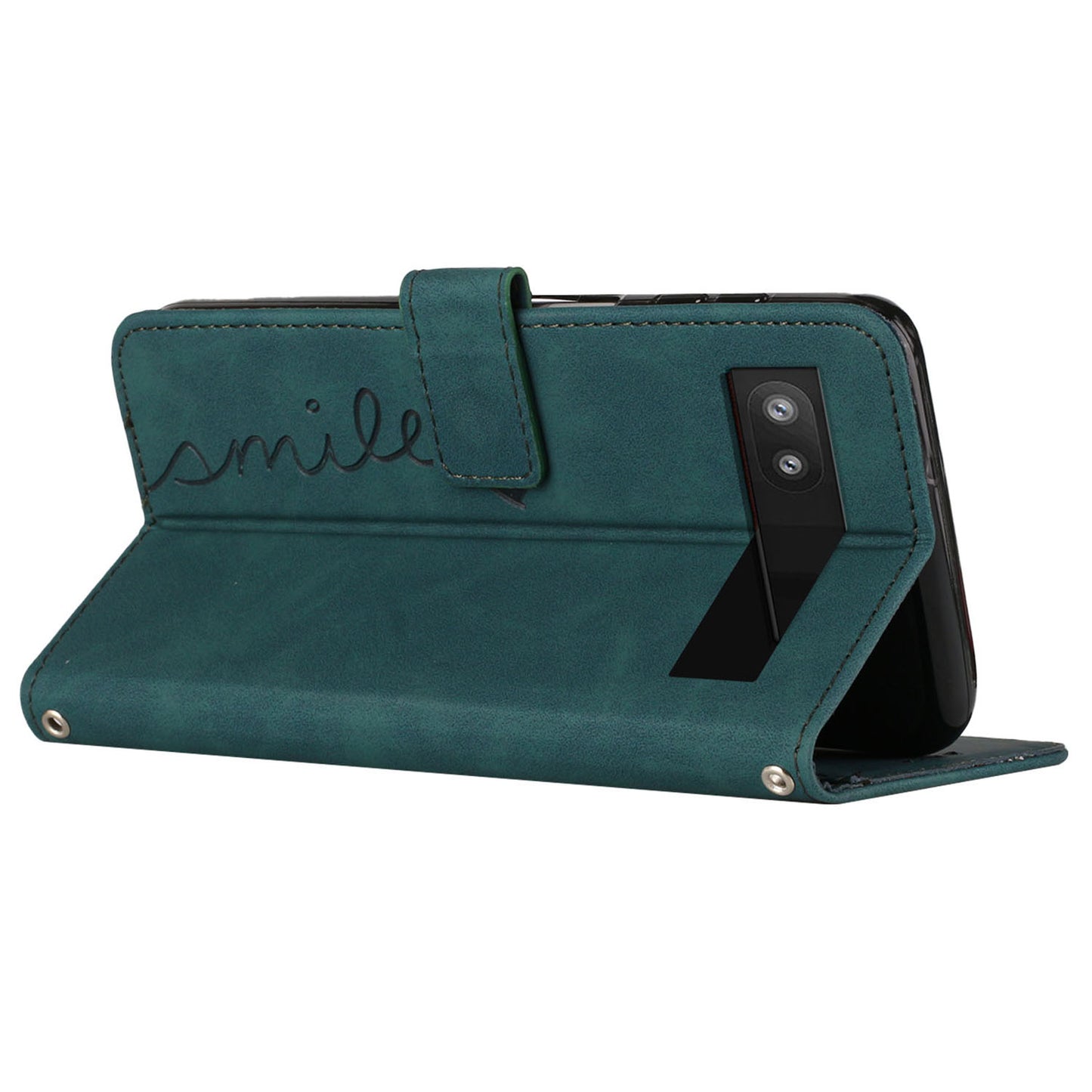 Folio Stand Shell for Google Pixel 7a Heart Shape Imprinted PU Leather Phone Wallet Flip Case