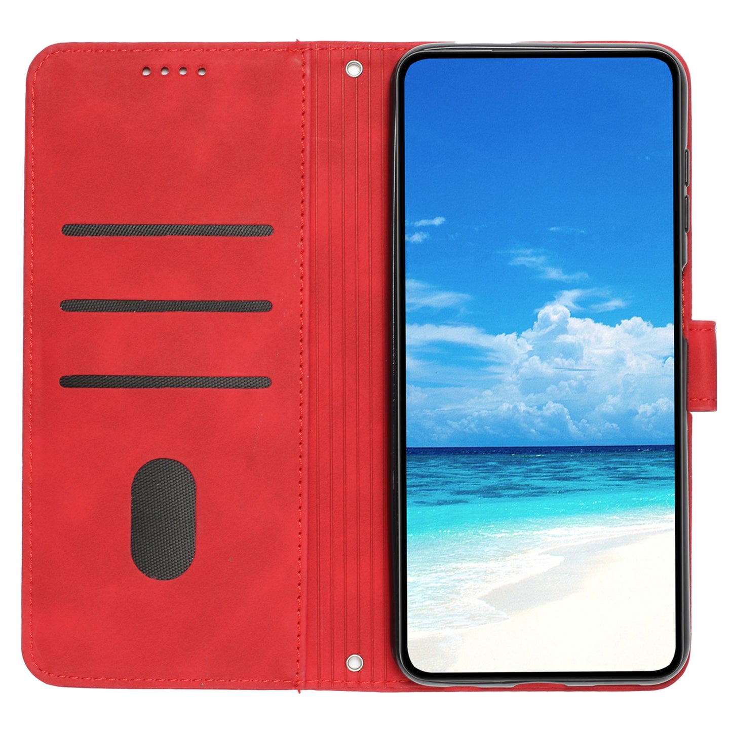 Folio Stand Shell for Google Pixel 7a Heart Shape Imprinted PU Leather Phone Wallet Flip Case