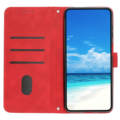 Folio Stand Shell for Google Pixel 7a Heart Shape Imprinted PU Leather Phone Wallet Flip Case