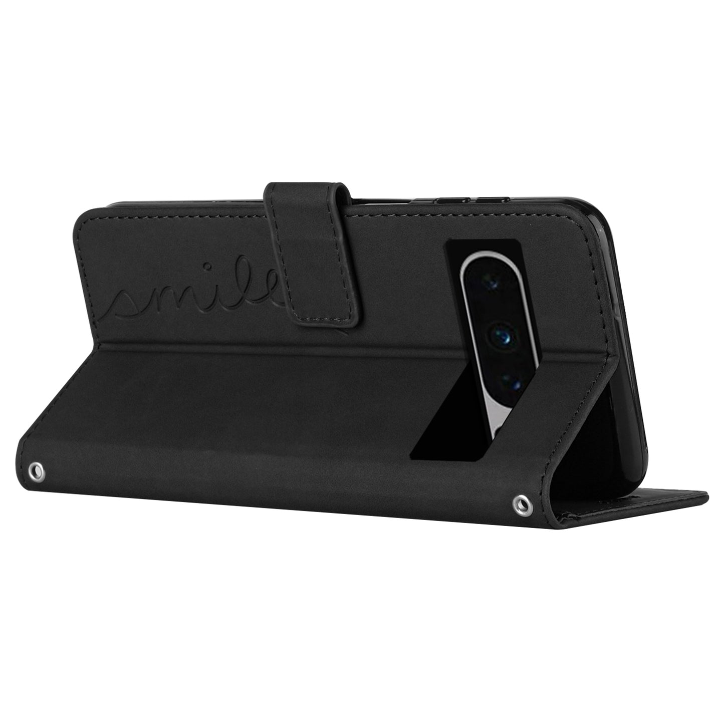 Stand Shell for Google Pixel 8 Pro Heart Shape Imprinted PU Leather Phone Wallet Anti-drop Flip Case