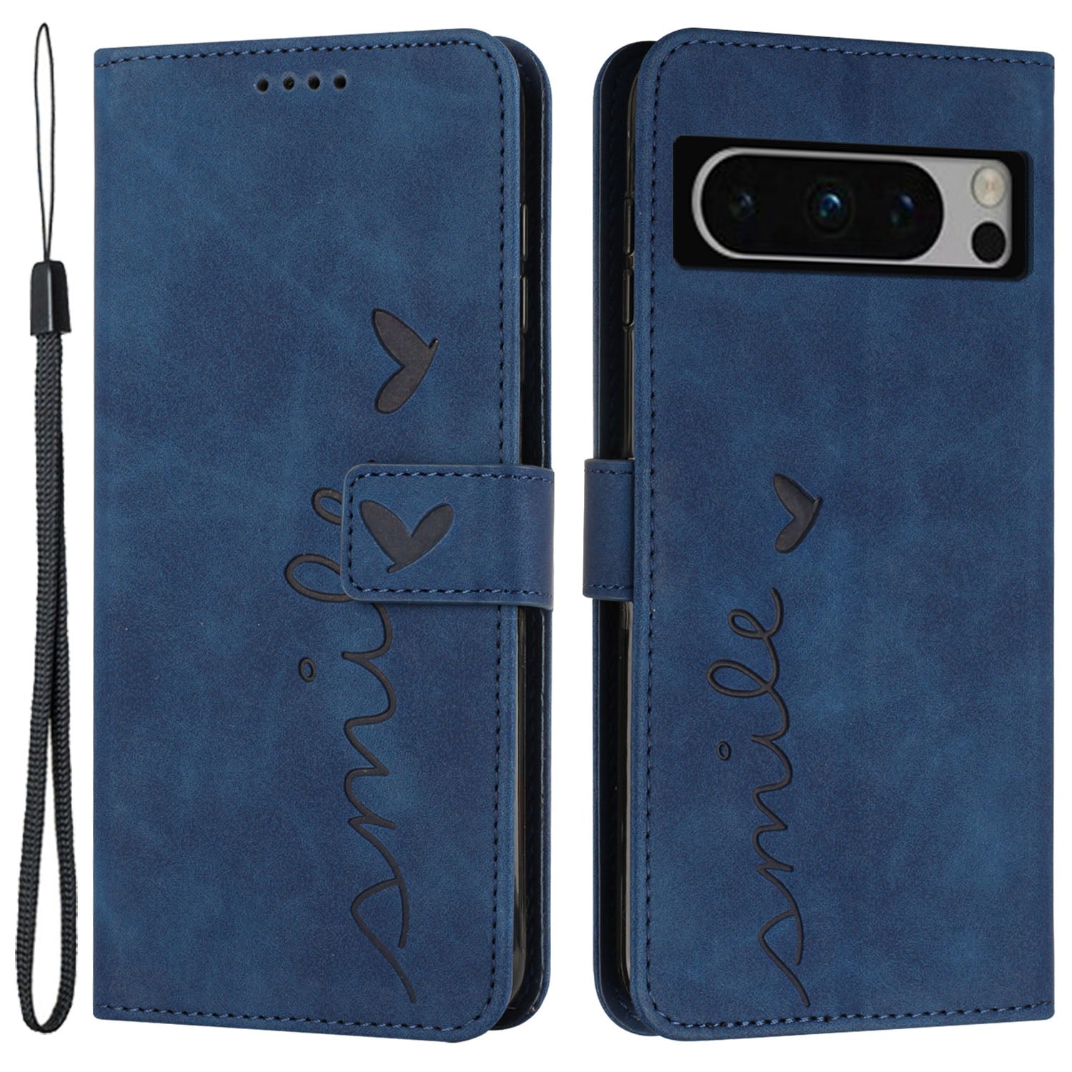 Stand Shell for Google Pixel 8 Pro Heart Shape Imprinted PU Leather Phone Wallet Anti-drop Flip Case