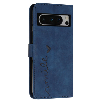 Stand Shell for Google Pixel 8 Pro Heart Shape Imprinted PU Leather Phone Wallet Anti-drop Flip Case