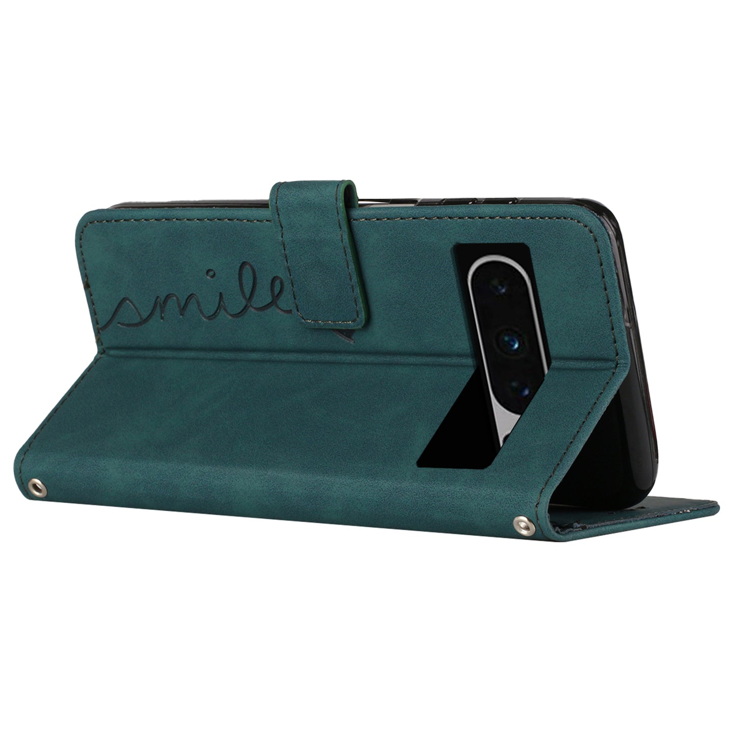 Stand Shell for Google Pixel 8 Pro Heart Shape Imprinted PU Leather Phone Wallet Anti-drop Flip Case