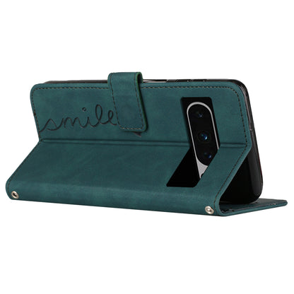 Stand Shell for Google Pixel 8 Pro Heart Shape Imprinted PU Leather Phone Wallet Anti-drop Flip Case