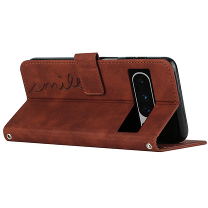 Stand Shell for Google Pixel 8 Pro Heart Shape Imprinted PU Leather Phone Wallet Anti-drop Flip Case