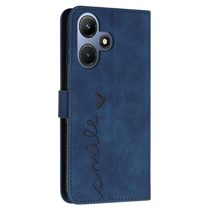 For Infinix Hot 30i Stand Shell Heart Shape Imprinted PU Leather Phone Wallet Case