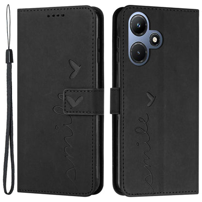 For Infinix Hot 30i Stand Shell Heart Shape Imprinted PU Leather Phone Wallet Case