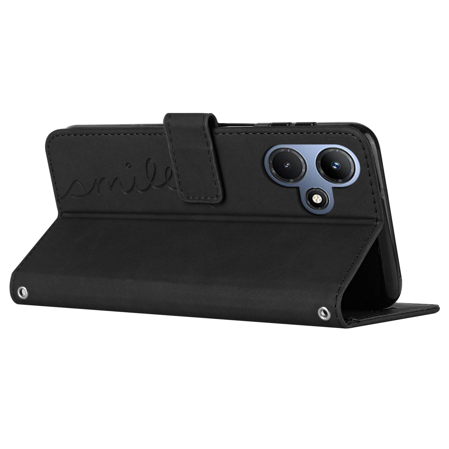 For Infinix Hot 30i Stand Shell Heart Shape Imprinted PU Leather Phone Wallet Case