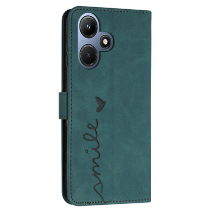 For Infinix Hot 30i Stand Shell Heart Shape Imprinted PU Leather Phone Wallet Case