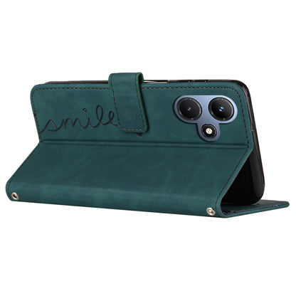 For Infinix Hot 30i Stand Shell Heart Shape Imprinted PU Leather Phone Wallet Case
