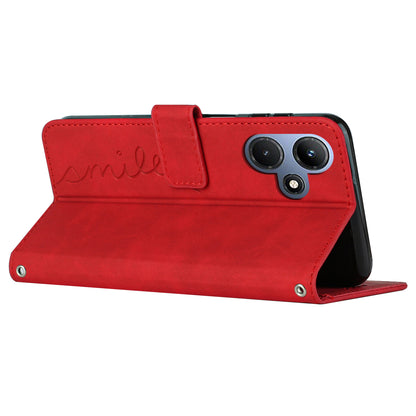 For Infinix Hot 30i Stand Shell Heart Shape Imprinted PU Leather Phone Wallet Case