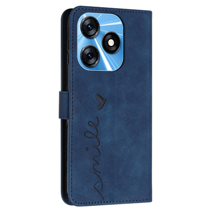 For Tecno Spark 10 4G Stand Shell Heart Shape Imprinted Wallet PU Leather Phone Case