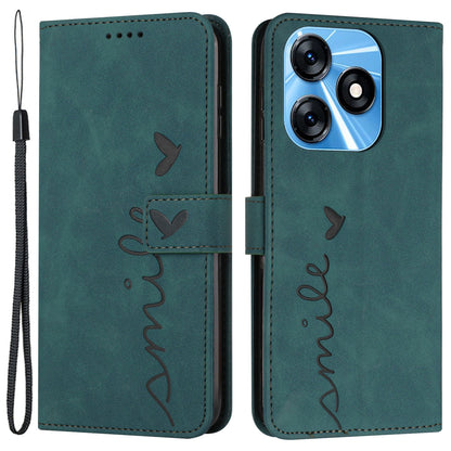 For Tecno Spark 10 4G Stand Shell Heart Shape Imprinted Wallet PU Leather Phone Case