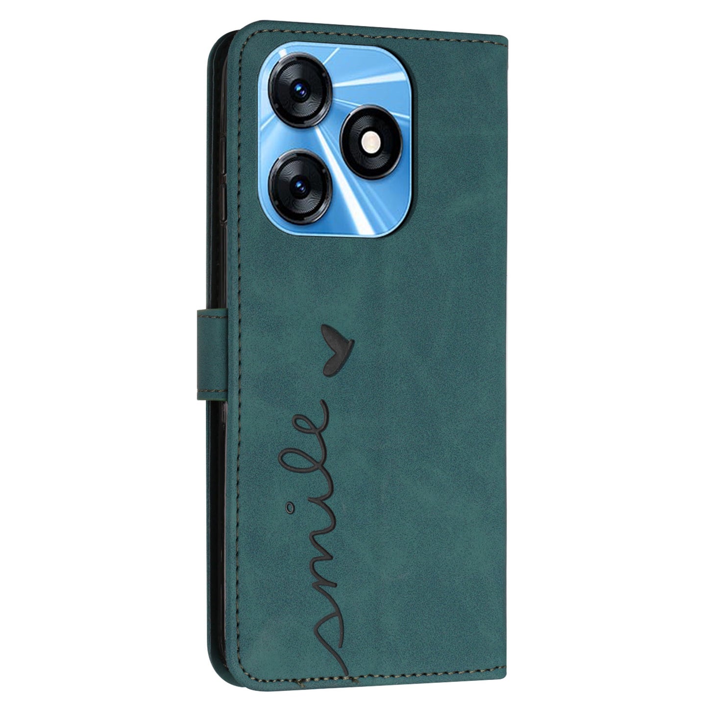 For Tecno Spark 10 4G Stand Shell Heart Shape Imprinted Wallet PU Leather Phone Case