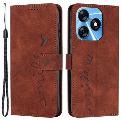 For Tecno Spark 10 4G Stand Shell Heart Shape Imprinted Wallet PU Leather Phone Case