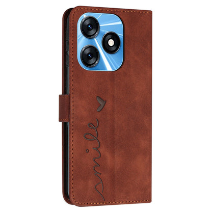 For Tecno Spark 10 4G Stand Shell Heart Shape Imprinted Wallet PU Leather Phone Case