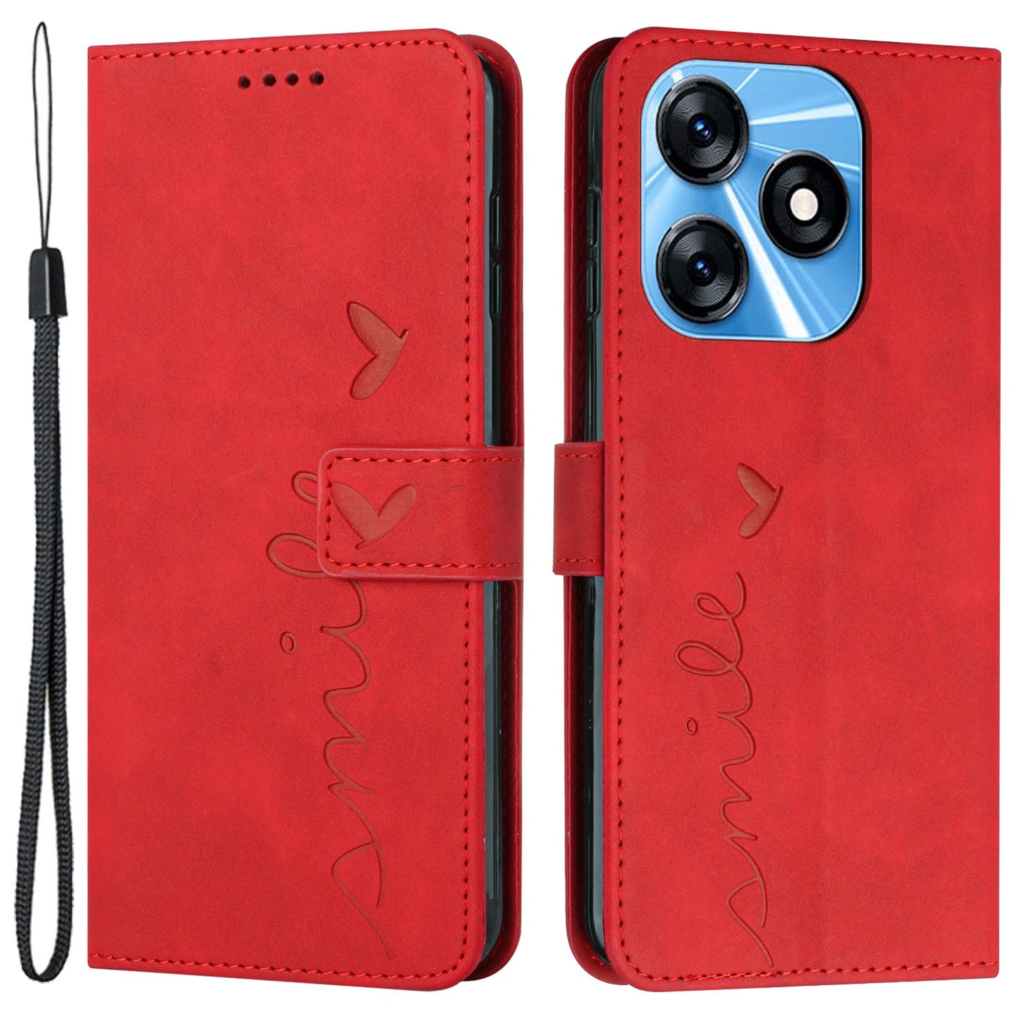 For Tecno Spark 10 4G Stand Shell Heart Shape Imprinted Wallet PU Leather Phone Case